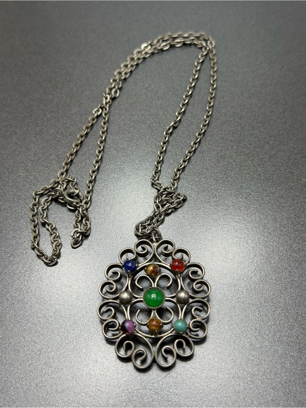 Vintage Celtic Necklace with Stones #cz542